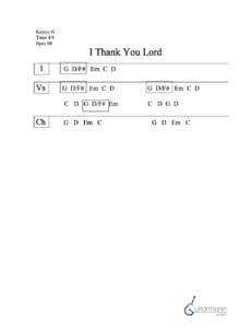 I Thank You Lord chord chart preview