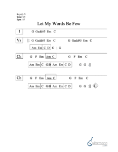 Let My Words Be Few chord chart preview
