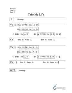 Take My Life chord chart preview
