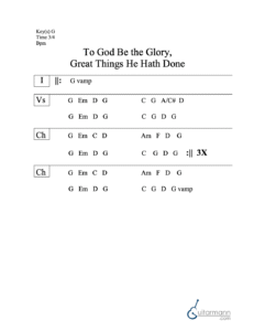To God Be the Glory chord chart preview