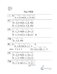 Yes I Will chord chart preview