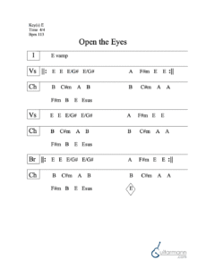 Open the Eyes of My Heart chord chart preview
