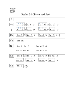 Psalm 34 Taste and See chord chart preview